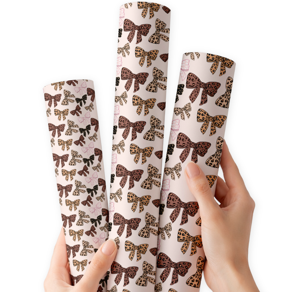 Leopard Bow Mix | Premium Faux Leather Fabric