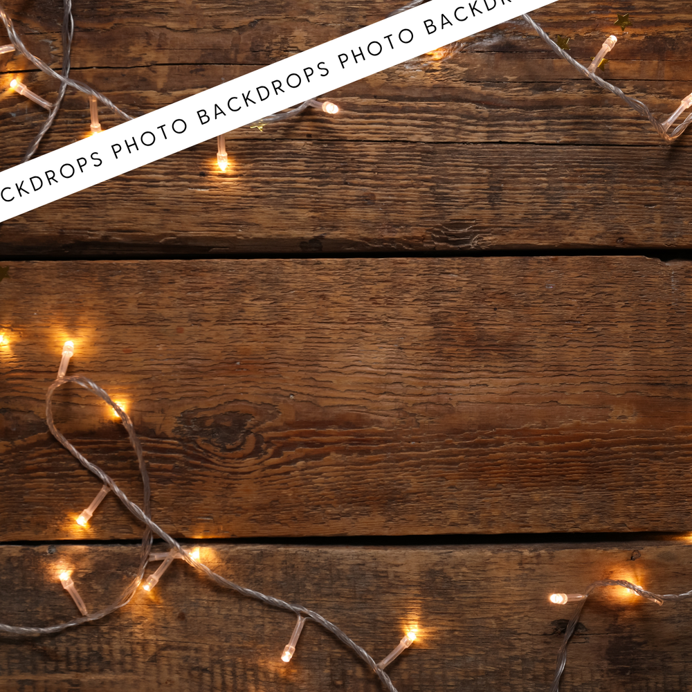Rustic Fairy Lights Wooden Effect | Canvas/PVC Photography Backdrop