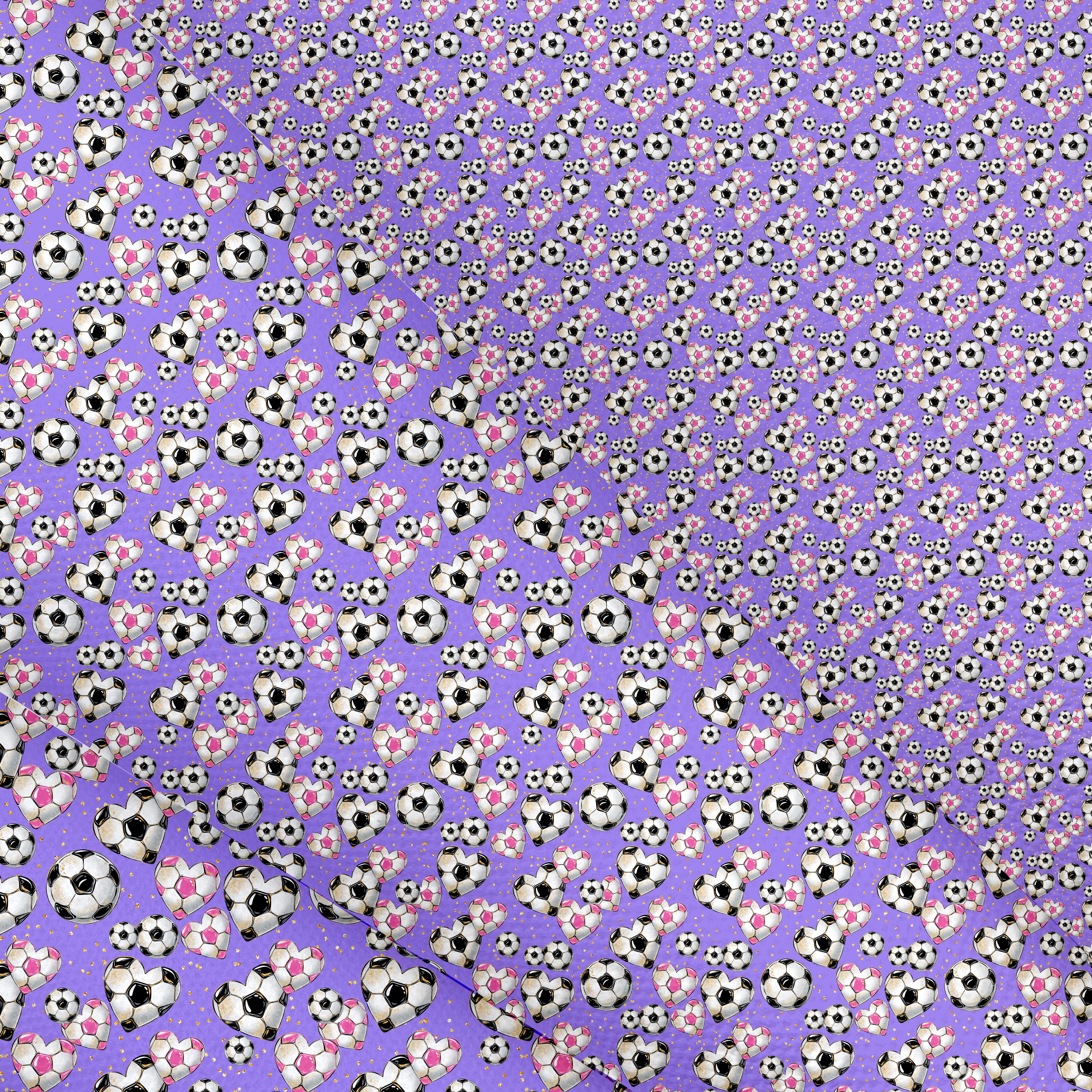 Purple Football Hearts Canvas Lux Premium Printed Fabric- 3 Sizes - Eliza Henri