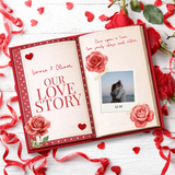 VALENTINES- OUR LOVE STORY WITH PHOTO- 3D STORY BOOK MAGNETIC BOX TOPPER