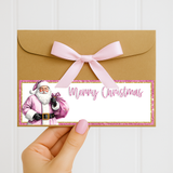 PINK SANTA MERRY CHRISTMAS ENVELOPE LABELS- UV DECAL