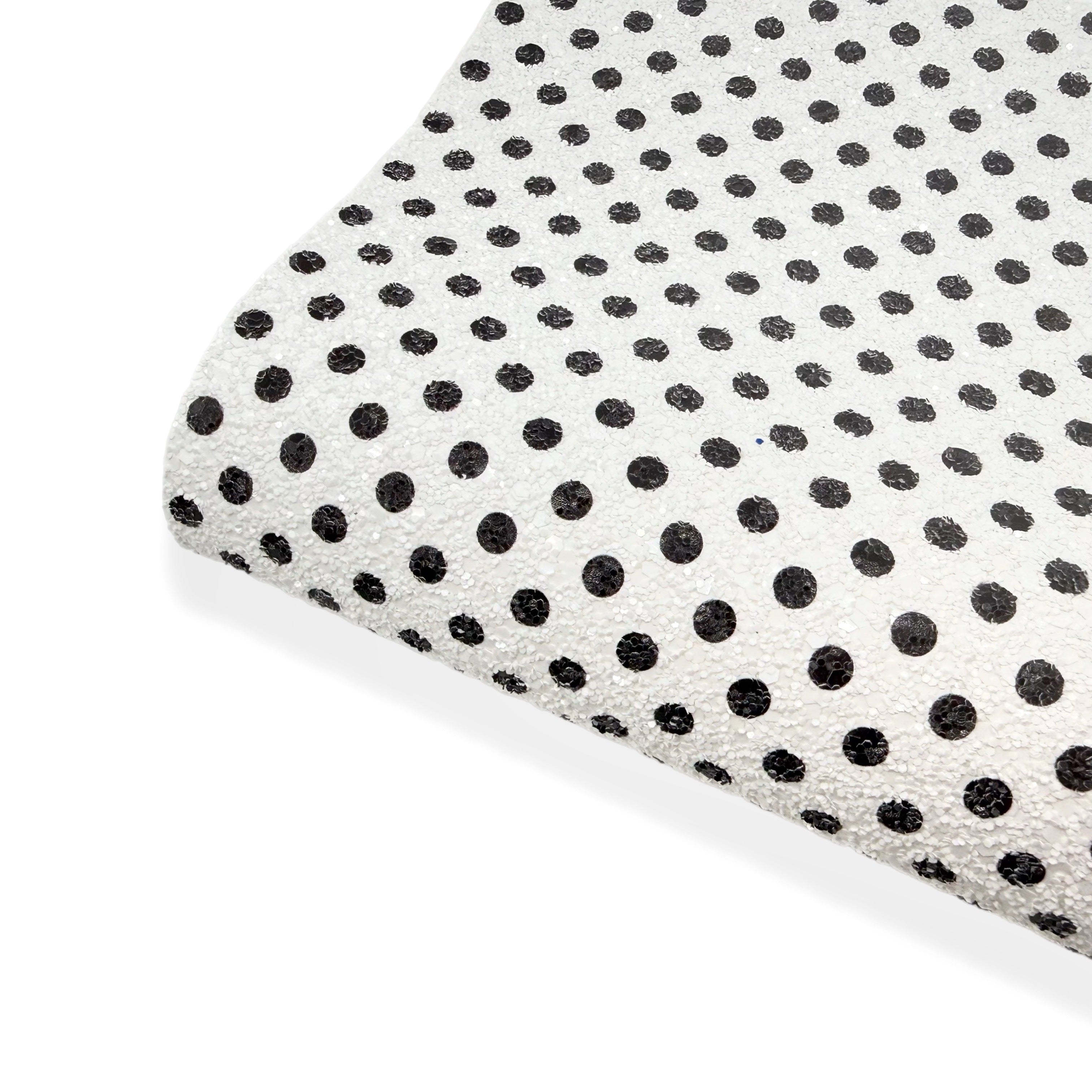monochrome Polka dot chunky glitter fabric