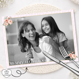 MOTHERS DAY- PINK STRIPE CUSTOM PHOTO MESSAGE- PREMIUM LEATHERETTE PLACEMAT - Eliza Henri