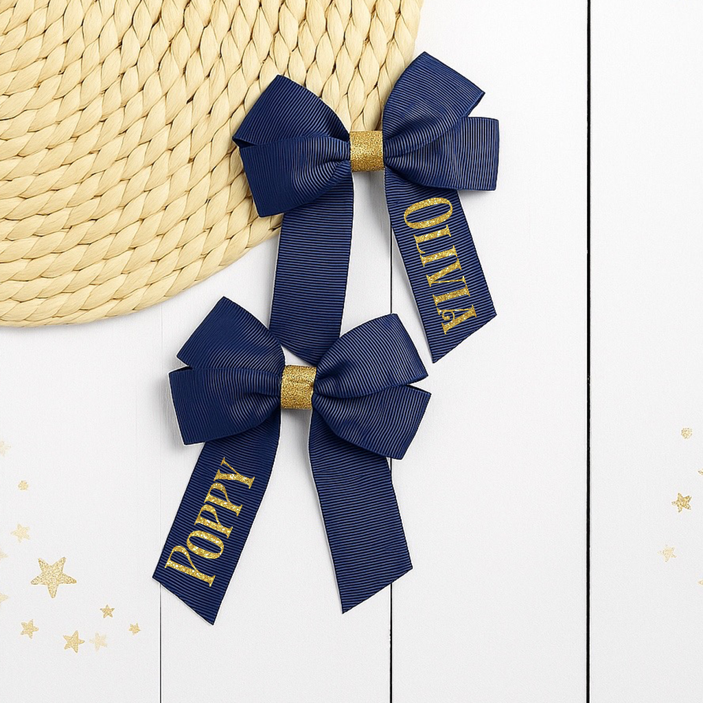 Bow Names CUSTOM DTF | GOLD GLITTER HAIR BOW NAMES (FOR 4” BOWS) – Eliza Henri ...