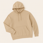 Beige blank hoodie on a light beige background