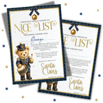 Nutcracker Teddy Bear- Santa Claus Nice List Certificates - A4 Premium Card Blanks - Eliza Henri
