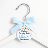 FIRST DAY OF NURSERY LEATHERETTE HANGER TAGS- PRE CUT- BLUE