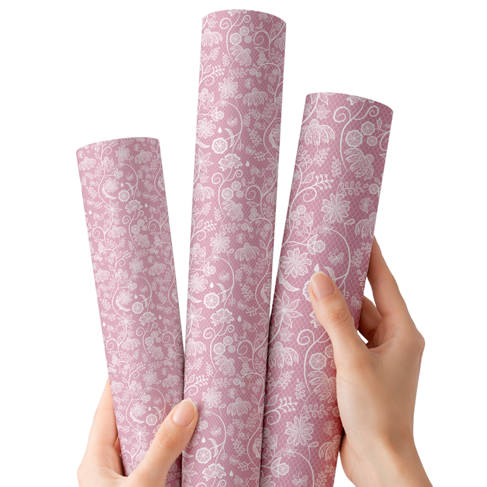 Pretty Pink Lace | Premium Faux Leather Fabric