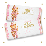 Pink Teddy Bear Nutcracker Christmas Chocolate Wrappers