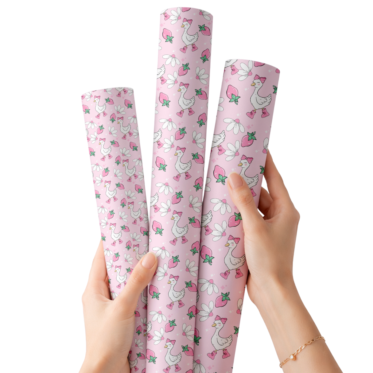 strawberry goose themed faux leather sheets for hair bows and crafts