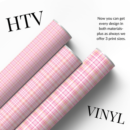 Pink & Gold Nutcracker Tartan | Patterned HTV & Self Adhesive Vinyl