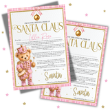Premium Santa Claus Traditional Letter- Pink Nutcracker Teddy Bear