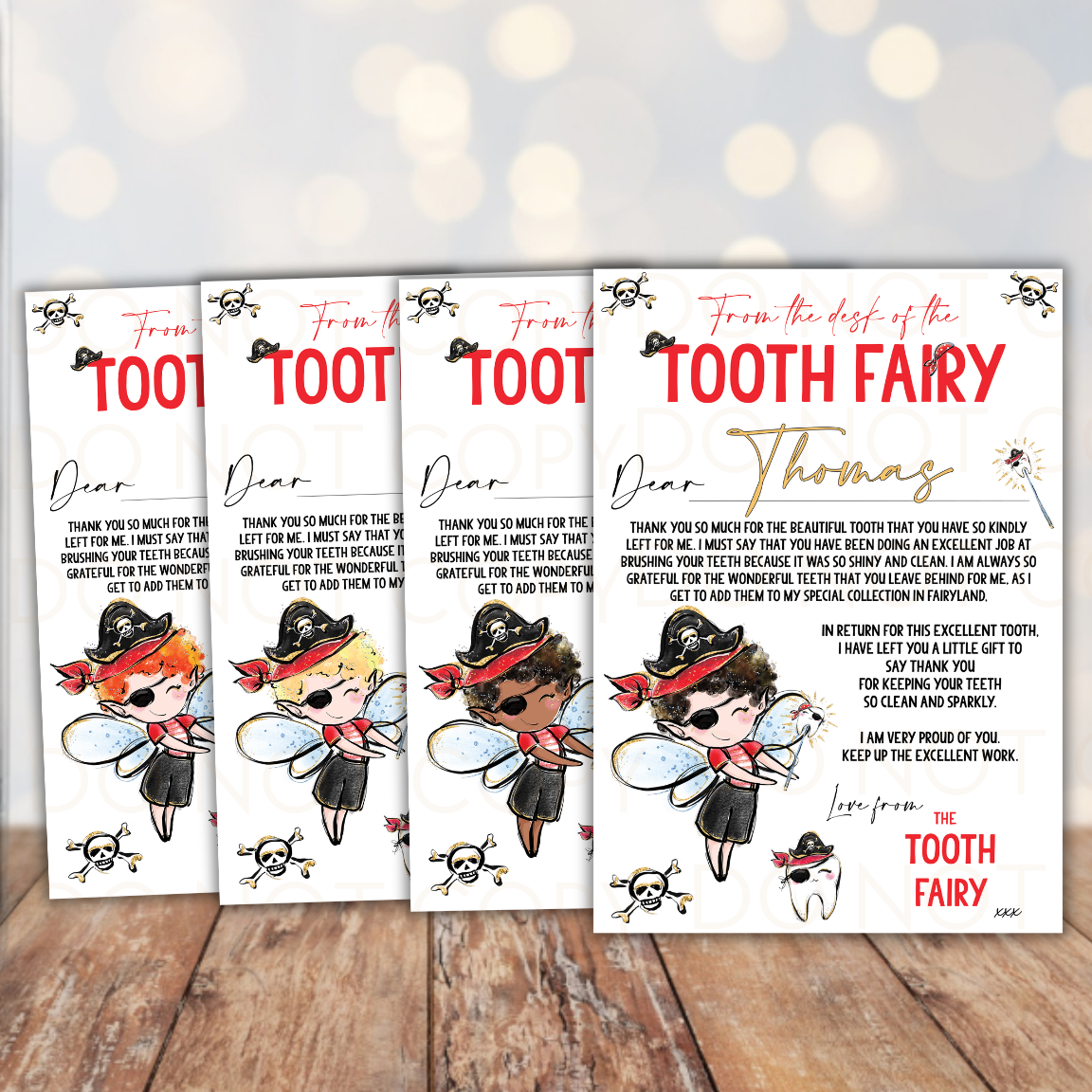 Pirate Tooth Fairy Boy Certificates- A4 Premium Card - Eliza Henri