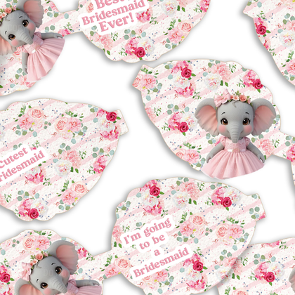 Pretty Pink Floral Stripes Bridesmaid Bows 3.5” | Pre-Cut Hair Bow Loops