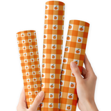 Pumpkin Check | Premium Faux Leather Fabric