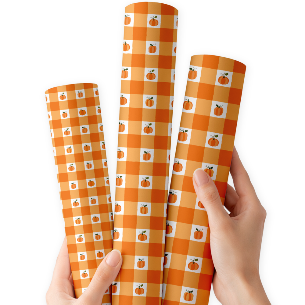 Pumpkin Check | Premium Faux Leather Fabric