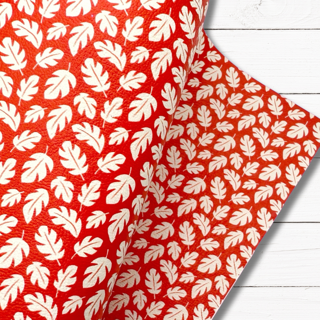 RED PALM LEAVES | PREMIUM FAUX LEATHER FABRICS - Eliza Henri