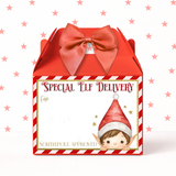 RED ELFIE SPECIAL DELIVERY - TREAT BOX LABELS- UV DECAL