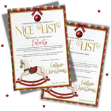 Traditional Rocking Horse- Father Christmas Nice List Certificates - A4 Premium Card Blanks