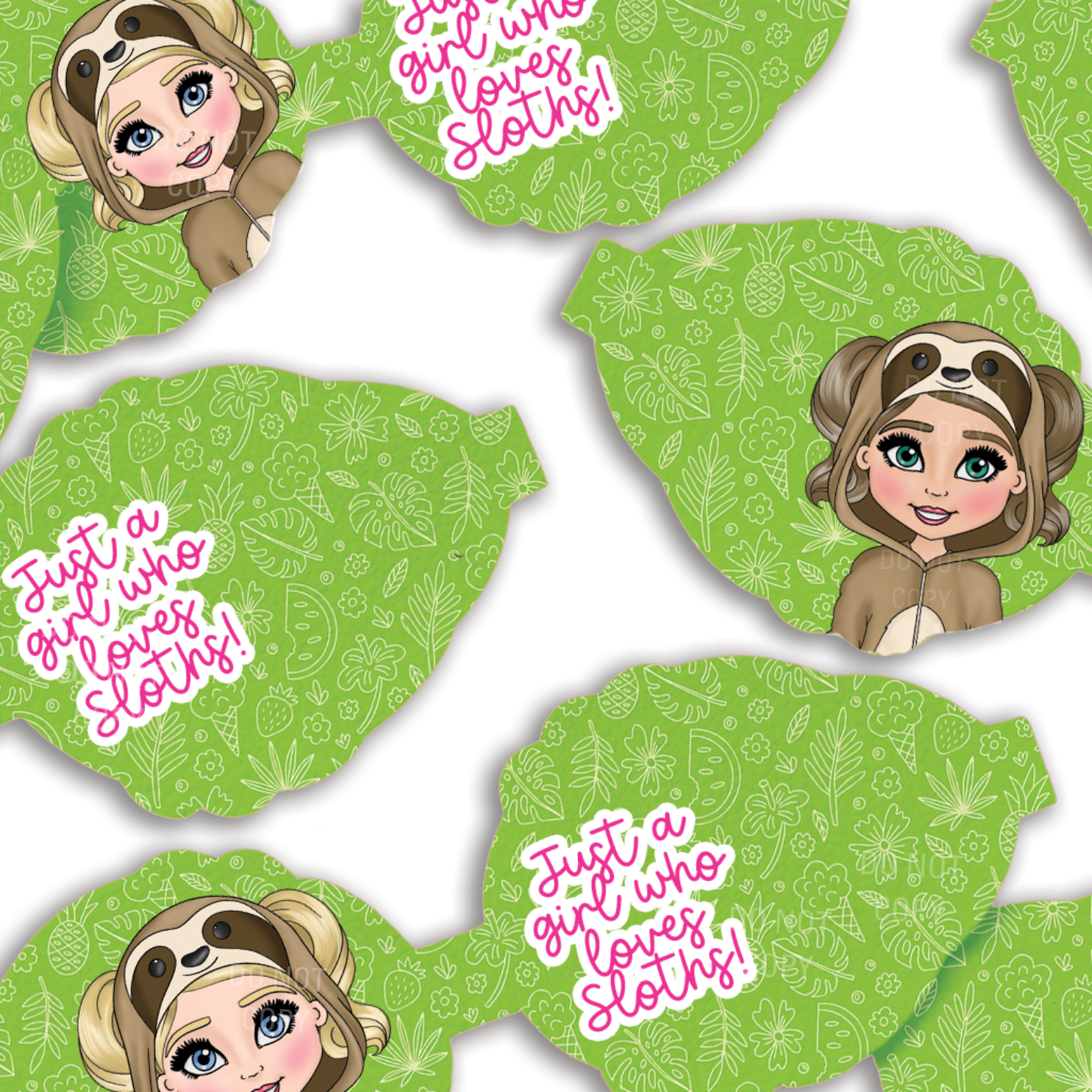 sloth themed pre cut hair bow loops for bow making crafts