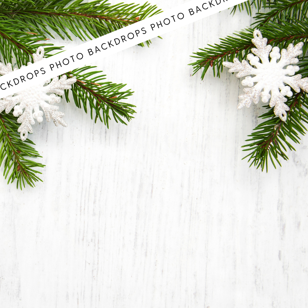 Snowflakes & Evergreen | Canvas/PVC Photography Backdrop