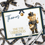 Teddy Bear Nutcracker Christmas Dinner- Premium Faux Leather Mat