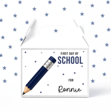 First Day of School Navy Pencil Treat Box Labels- UV Decal