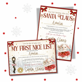 Premium First Christmas Letter from Santa & Nice List Certificates- North Pole Tutu Bunny- Card Blanks