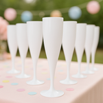 WHITE CHAMPAGNE plastic FLUTES- SINGLE OR PACK OF 10 - Eliza Henri