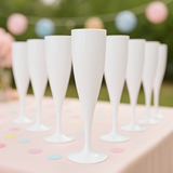 WHITE CHAMPAGNE plastic FLUTES- SINGLE OR PACK OF 10 - Eliza Henri