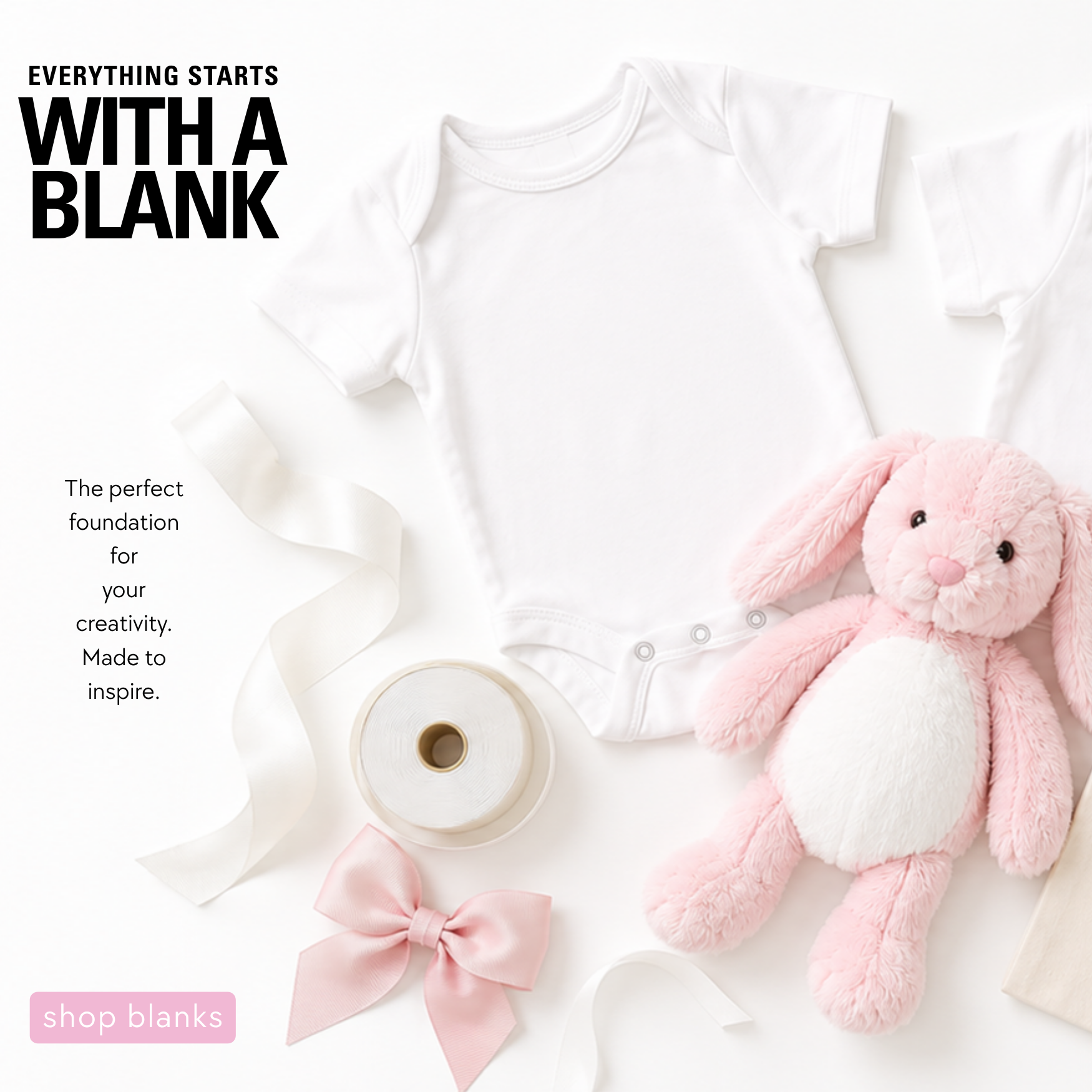 Sublimation Baby items including a onesie, plush toy and bow blanks for personalisation
