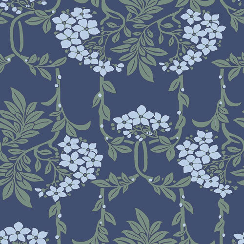 Nouveau Mayflower - Blue -Hesketh House Liberty Fabric Felt 04775654X - Eliza Henri