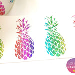 White Pineapple Foil Multicoloured Rainbow Grosgrain Ribbon 3'' - Eliza Henri Craft Supply