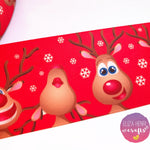 Red Reindeer Grosgrain Ribbon 25mm, 38mm, 50mm. - Eliza Henri Craft Supply