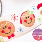 Big Gingerbread Faces Grosgrain Ribbon 25mm, 38mm, 50mm. - Eliza Henri Craft Supply