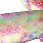 Pastel Rainbow Mermaid Scales Grosgrain Ribbon 2'' or 3'' - Eliza Henri Craft Supply