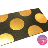 Black ribbon with goil foil Circles Grosgrain Ribbon 3'' - Eliza Henri Craft Supply