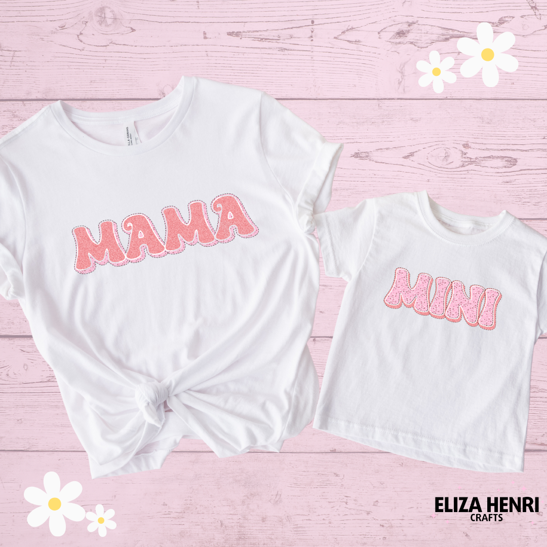Exclusive Mama Mini Denim Ditsy HTV Full Colour Iron on T Shirt Transfer - Eliza Henri