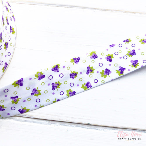Grape Print Bias Binding 25 mm - Eliza Henri