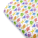 Rainbow Dinosaurs Premium Faux Leather Fabric Sheets - Eliza Henri
