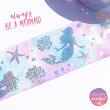 Mermaid Foiled Holographic Grosgrain Ribbon 3'' - Eliza Henri