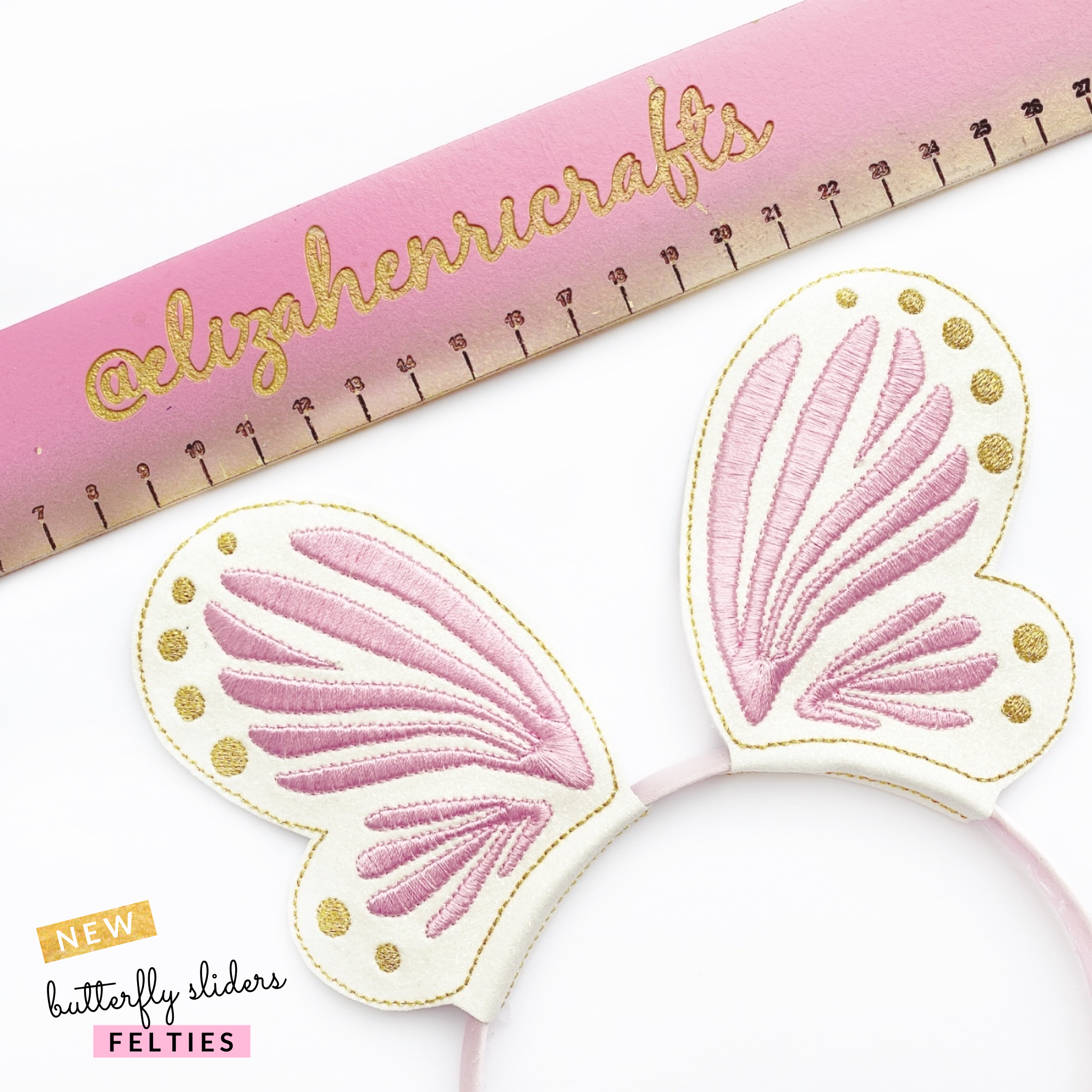 Butterfly Glittery Headband Slider Felties - Eliza Henri