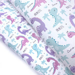Dino Princess Smaller Print Lux Premium Canvas Bow Fabrics - Eliza Henri