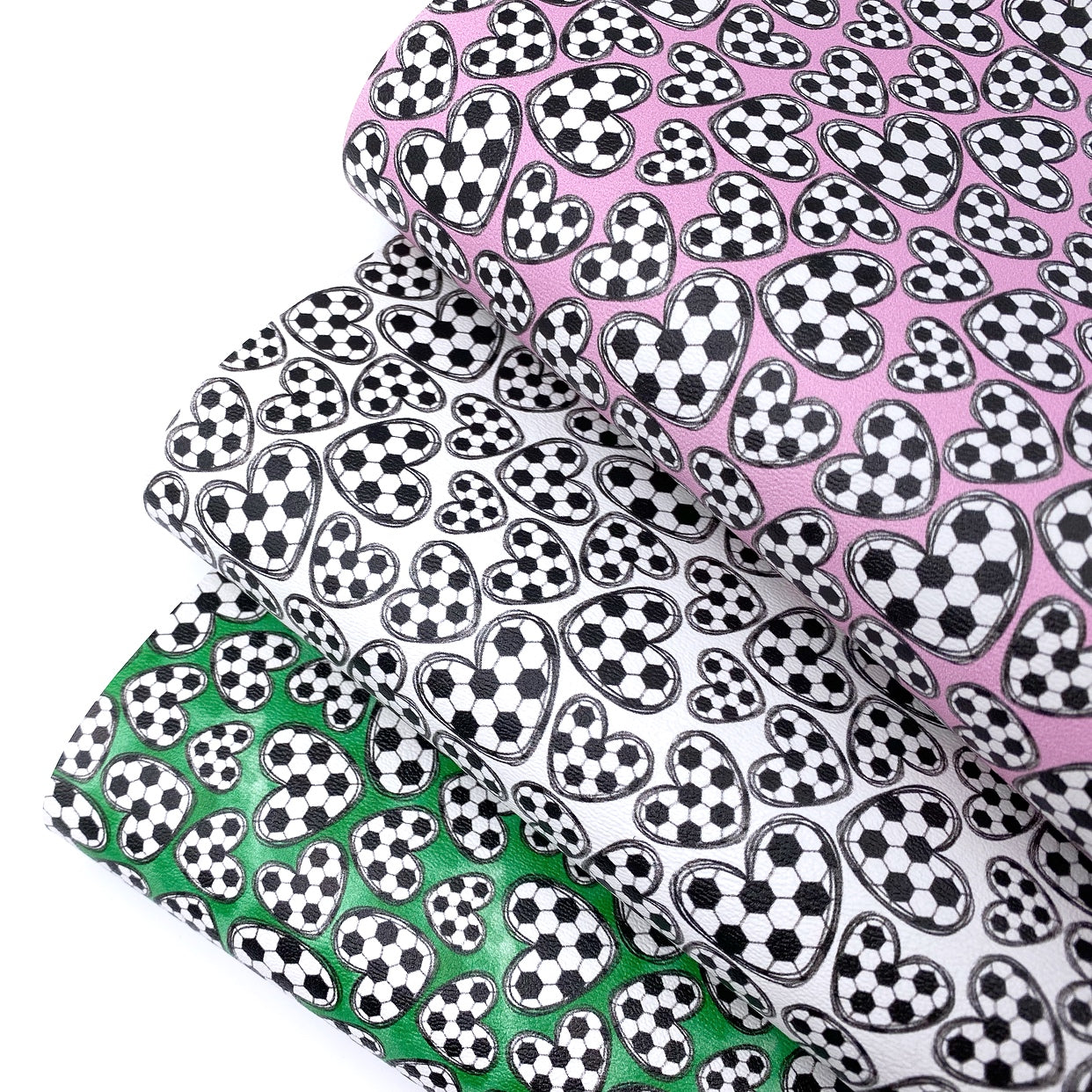 Football Hearts Premium Faux Leather Fabric Sheets - Eliza Henri