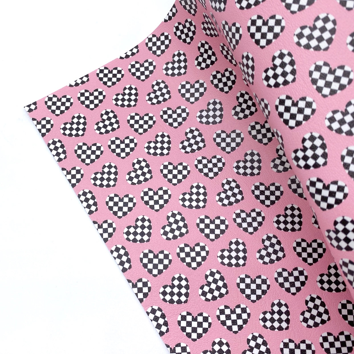 Racing Check Hearts Premium Faux Leather Fabric Sheets - Eliza Henri