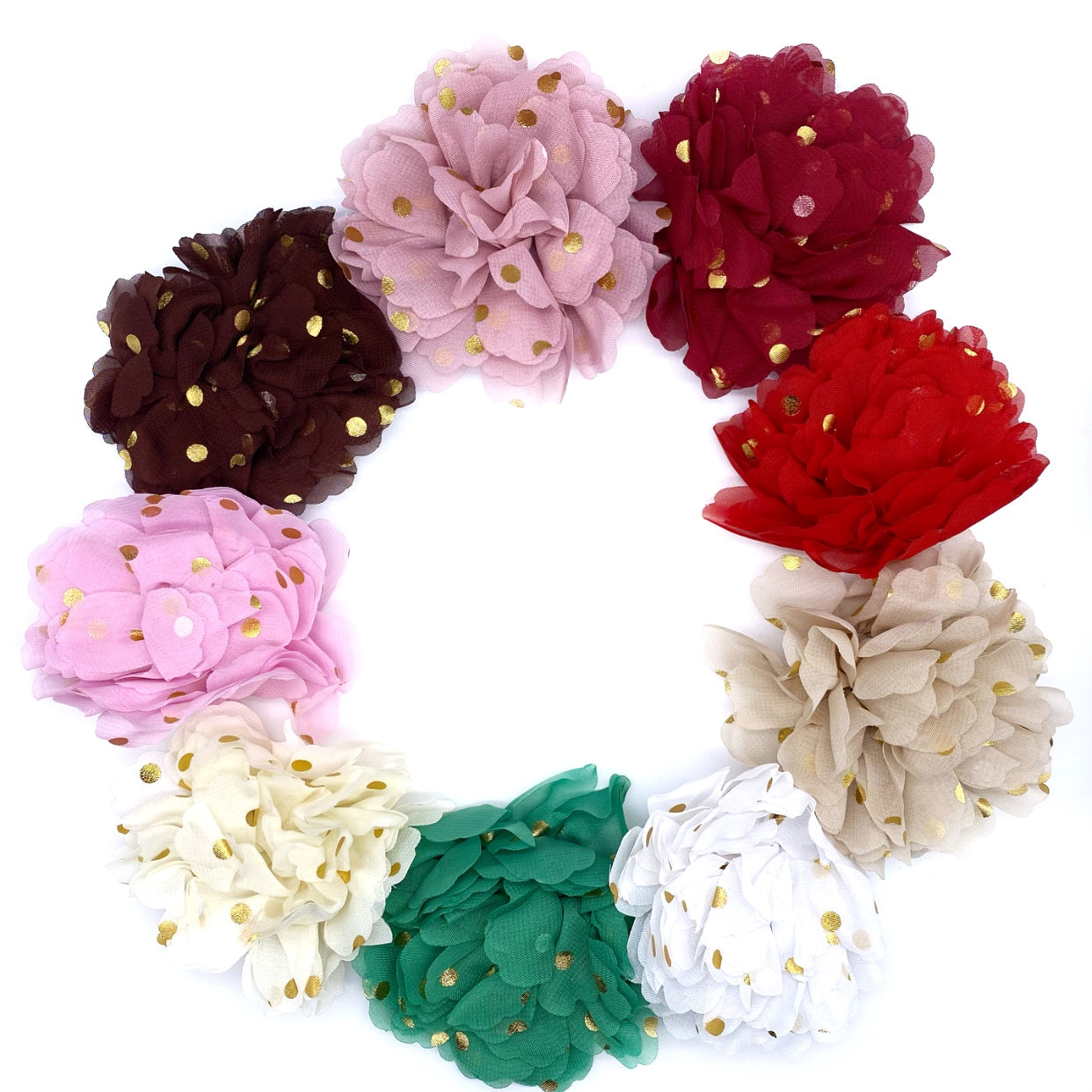 Foil Polka dot Chiffon Flower Posies 8cm - Eliza Henri