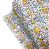 Ditsy Daisy Rainbow Plaid Premium Faux Leather Fabric Sheets