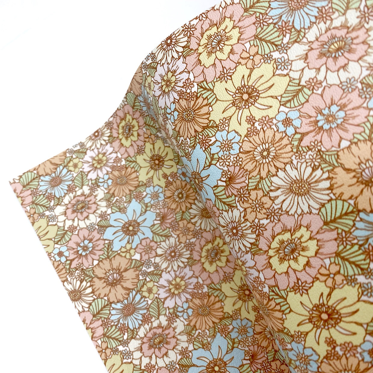 Pretty Pastel Floral Premium Faux Leather Fabric Sheets - Eliza Henri