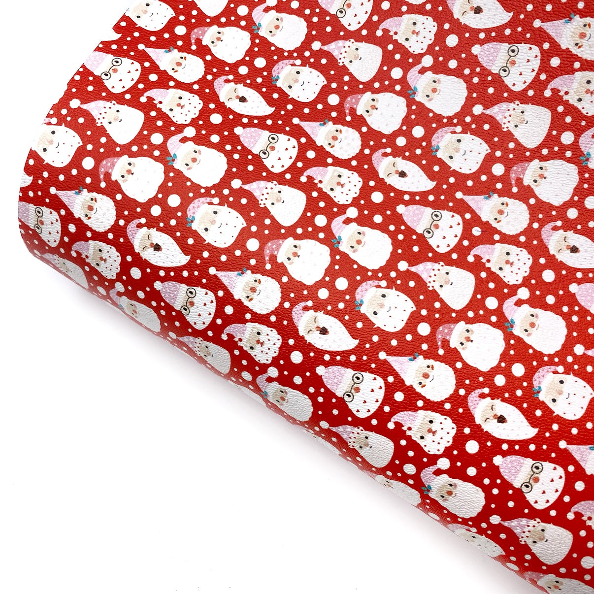 Snowy Santas Premium Faux Leather Fabric Sheets - Eliza Henri