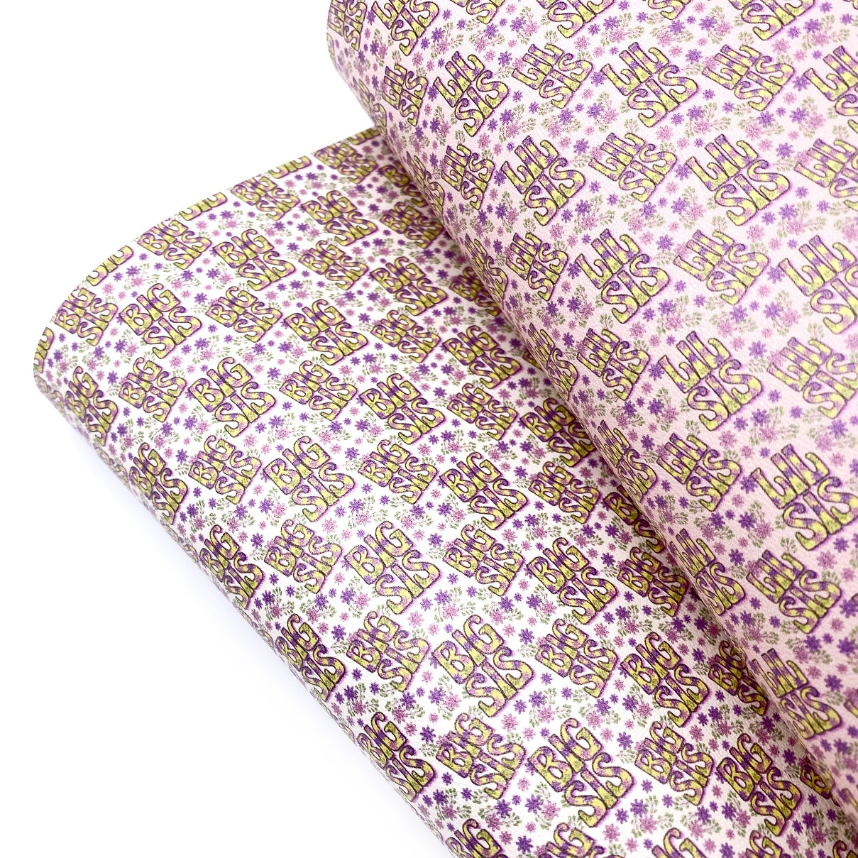 Pink Flowery Big Sis, Lil Sis Premium Faux Leather Fabric Sheets - Eliza Henri